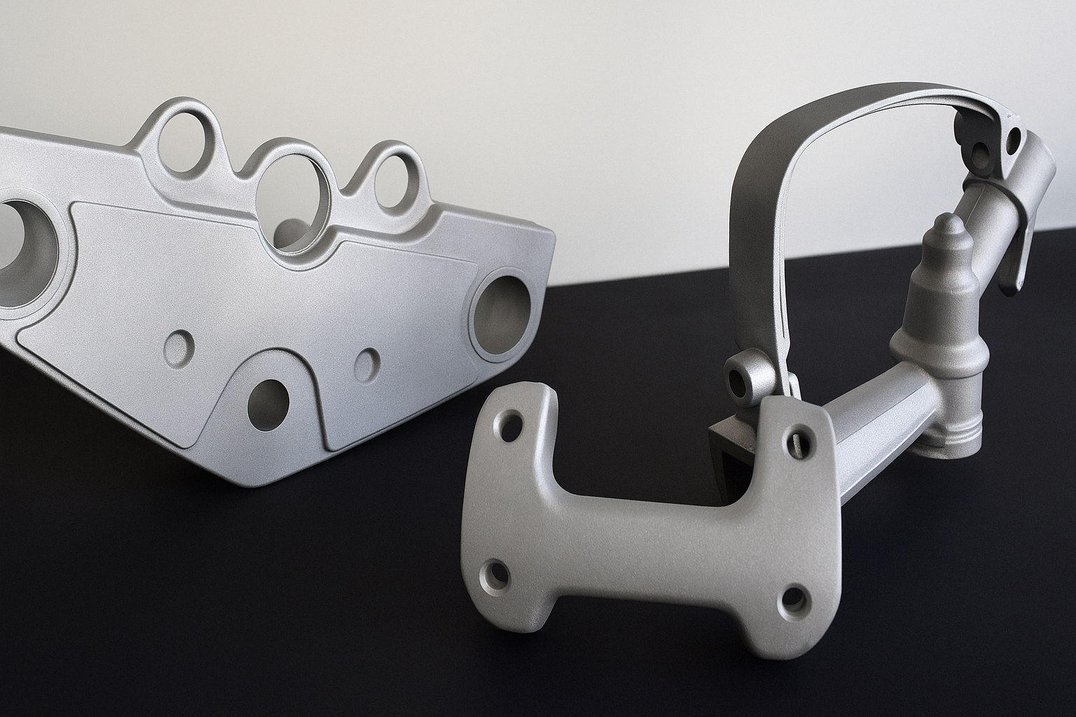 Piezas de aluminio con acabado granallado mate uniforme