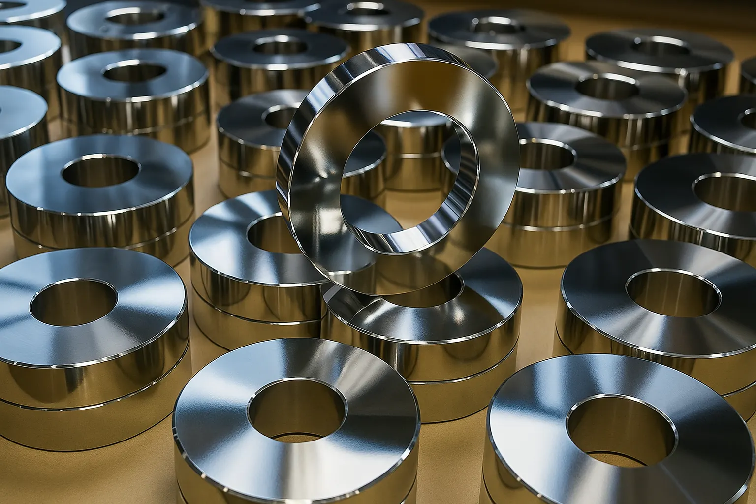 Anillos de aluminio electropulidos con reflejo de espejo